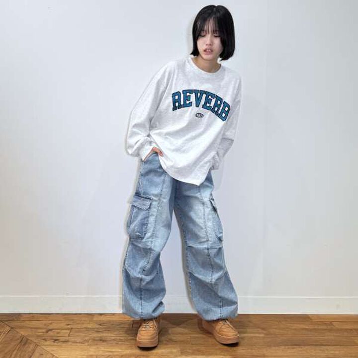 Quick-Dry Stretch Denim Cargo Pants,Gray, medium image number 3