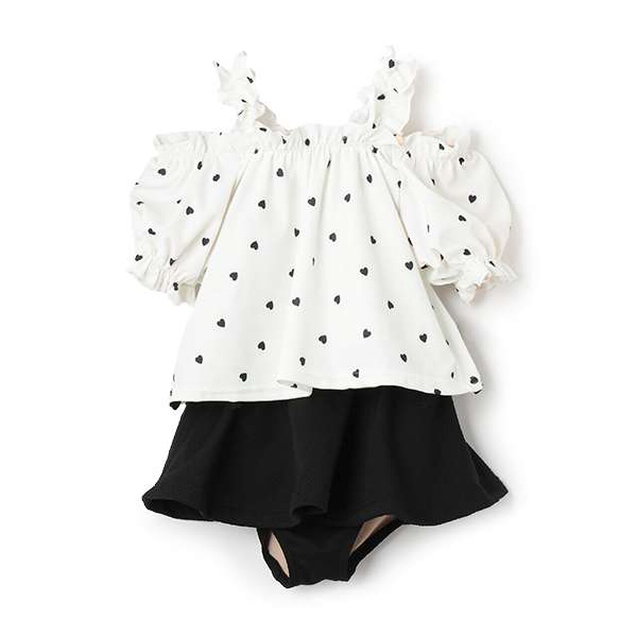 [SWIM] Heart Puff Sleeve Tankini,Ivory, large image number 0