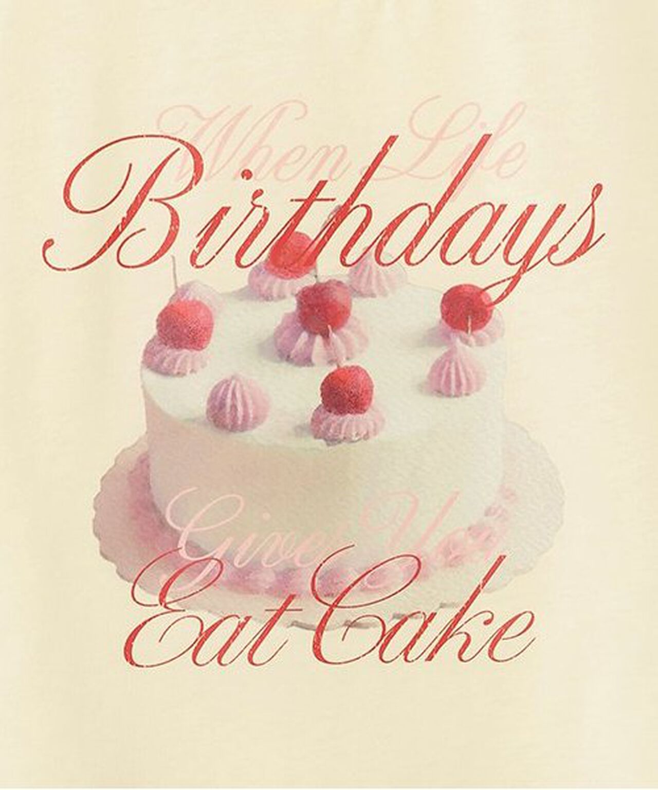 Cake Motif Short Sleeve T-Shirt,Red, large image number 7