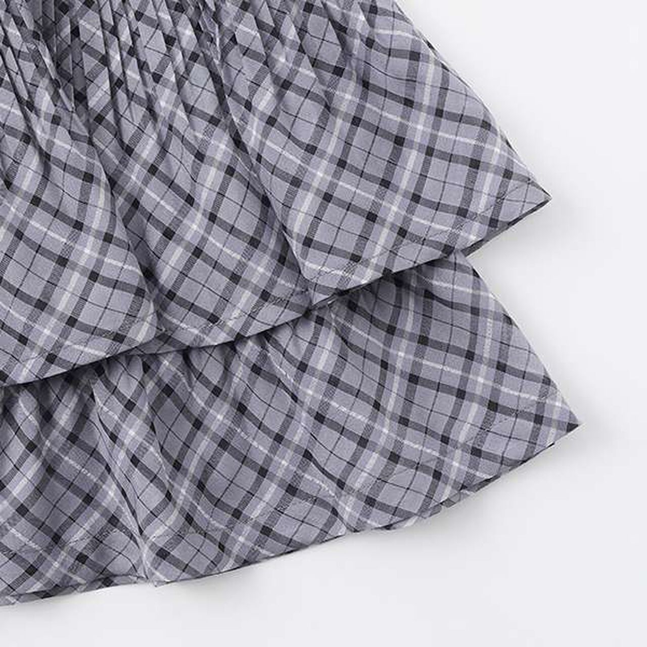 Sheer Check Random Pleated Skirt-Pants,Light gray, large image number 5