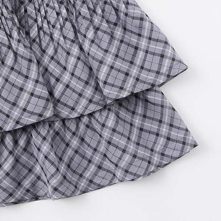 Sheer Check Random Pleated Skirt-Pants,Light gray, medium image number 5