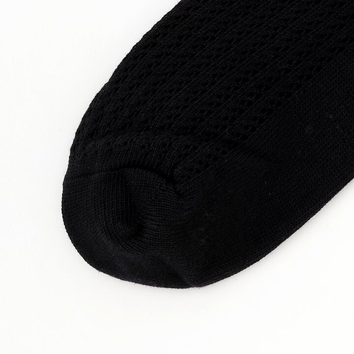 Knee-High Socks with Openwork Design and Stripes,Black, medium image number 9
