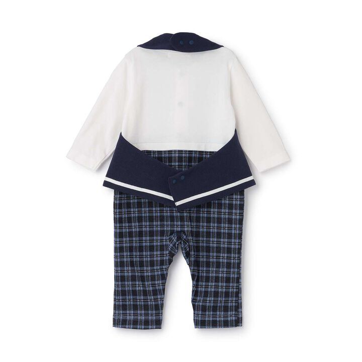 Checkered Coverall with Vest-Style Apron,Beige, medium image number 1