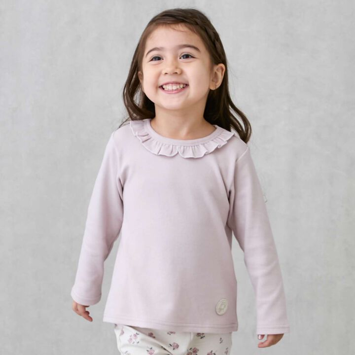 Organic Frilled Collar Long-Sleeve T-Shirt,, medium