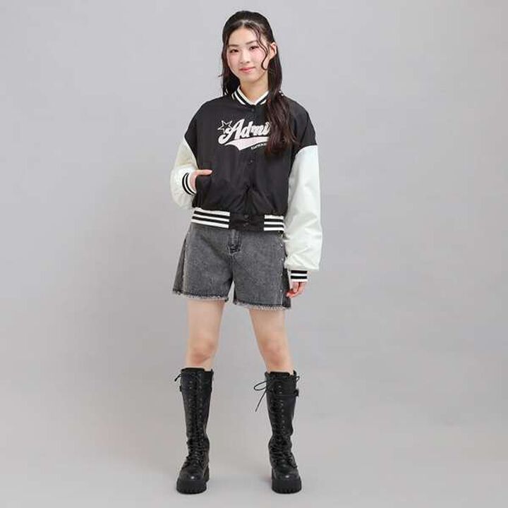 Cheer Logo Appliqu&eacute; Varsity Jacket,Gray, medium image number 16