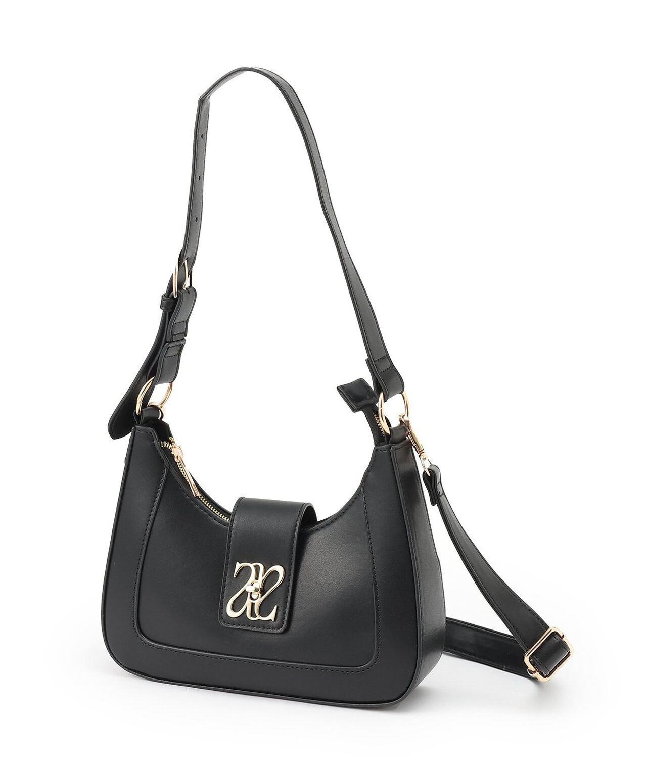 Logo Motif Shoulder Bag [Korean Fashion],Ivory, large image number 5