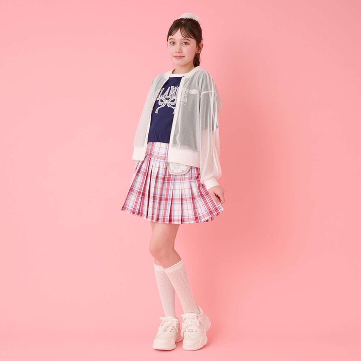 Lame Pleated Skirt with Belt,Sax blue, medium image number 23