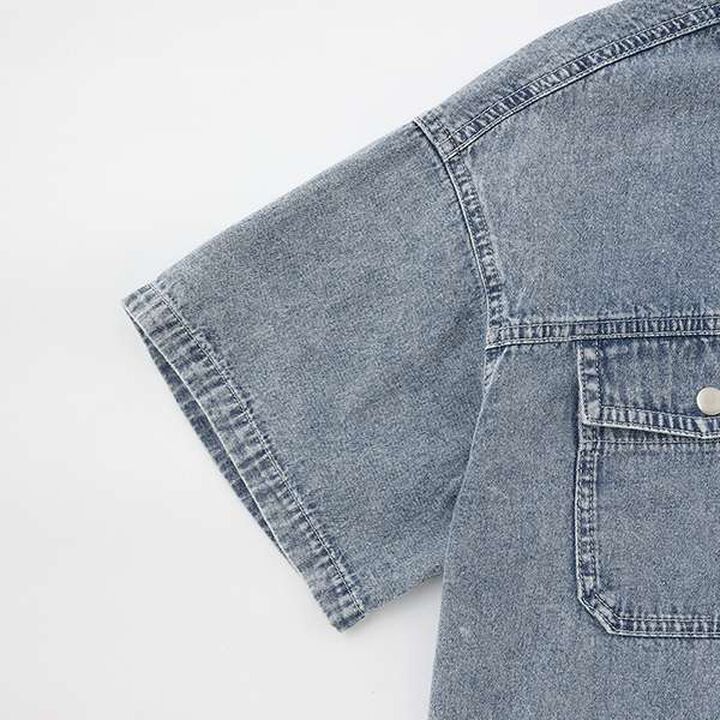 [100% Cotton] Denim Short-Sleeve Outfit Set,Blue, medium image number 11