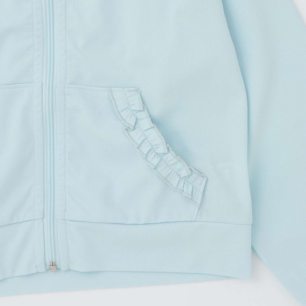 Heat Shielding Frill Zip Parka,Blue gray, large image number 4