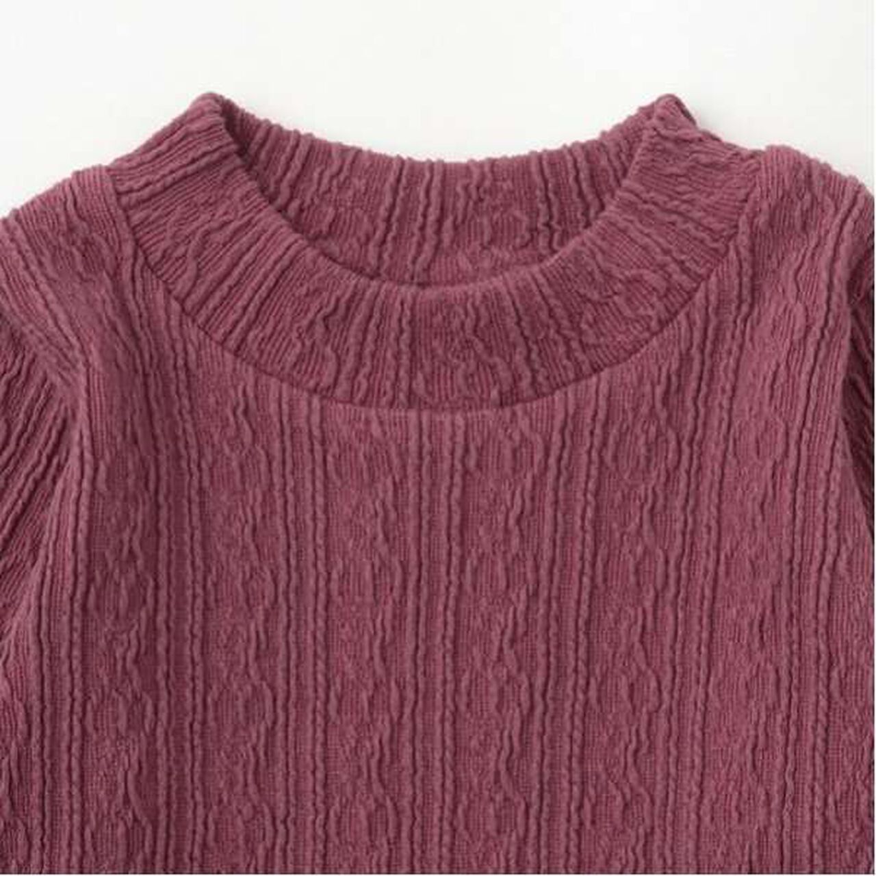 Shea Butter Jacquard High Neck Long T-Shirt,Ivory, large image number 2