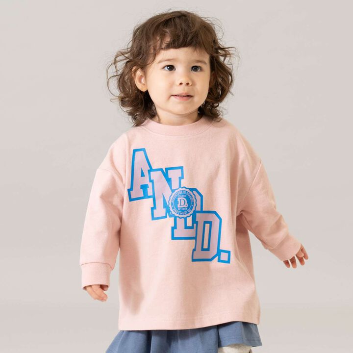 [USA Cotton] AND Logo College Wide Long Sleeve T-Shirt,, medium