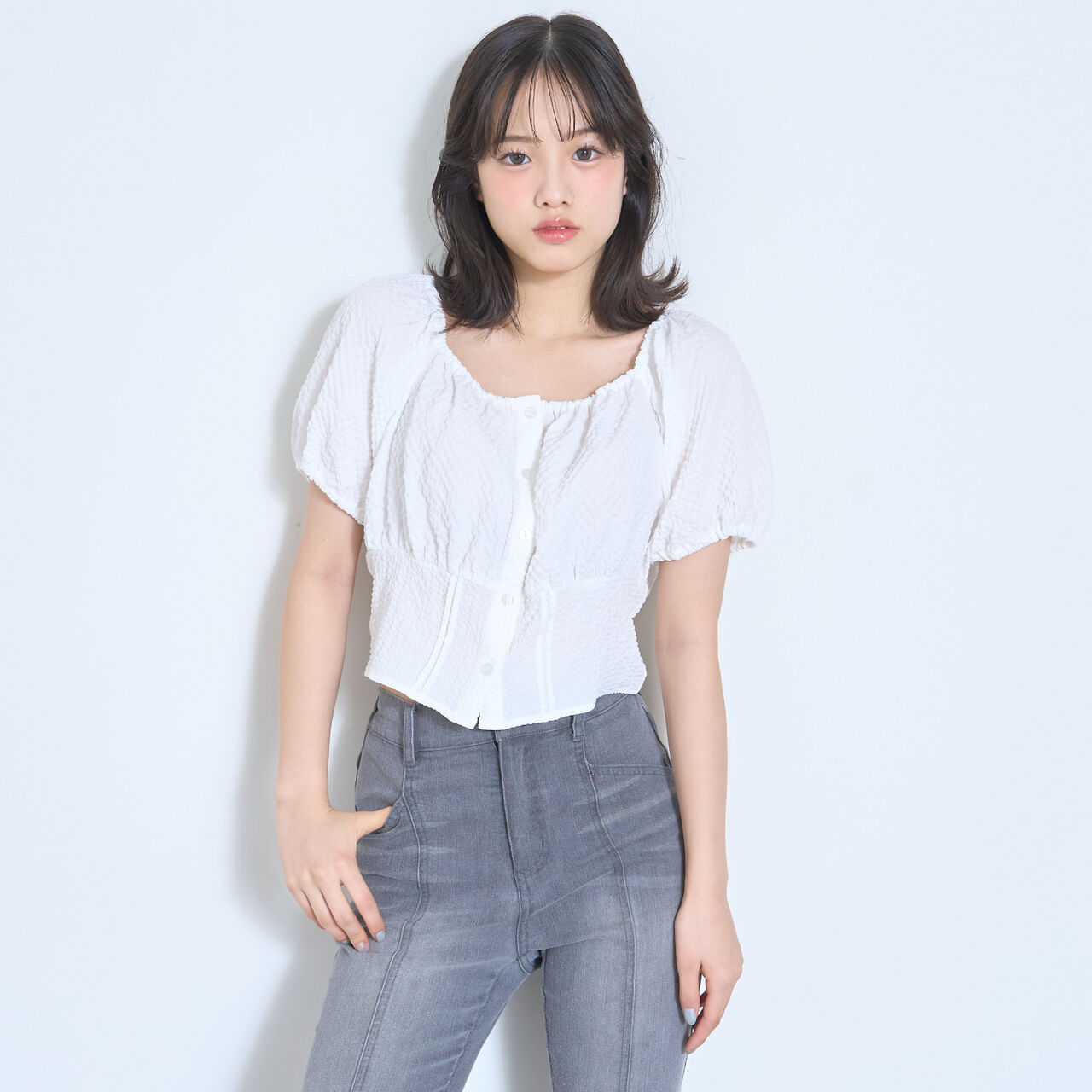 Off-Shoulder Blouse,Light green, large image number 3