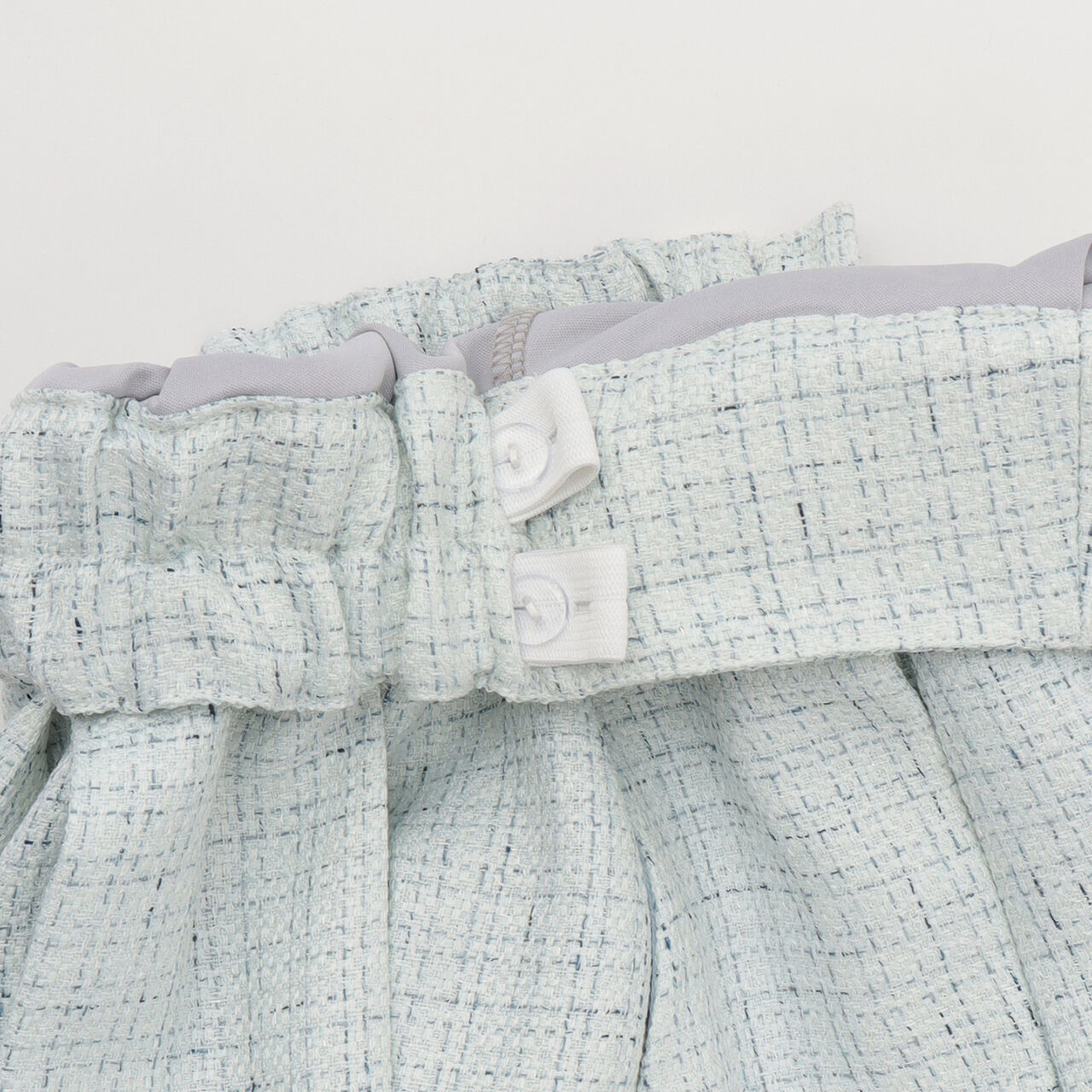 Lame Tweed Tacked Flare Shorts♪,Light blue, large image number 5