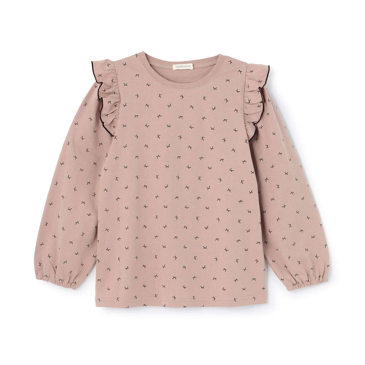 [100% Cotton] [Muteki T] [Stain Resistant/UV/Quick-Dry] Frilled Volume Sleeve All-Over Pattern T-Shirt for Girls [Kids],Blue gray, large image number 19
