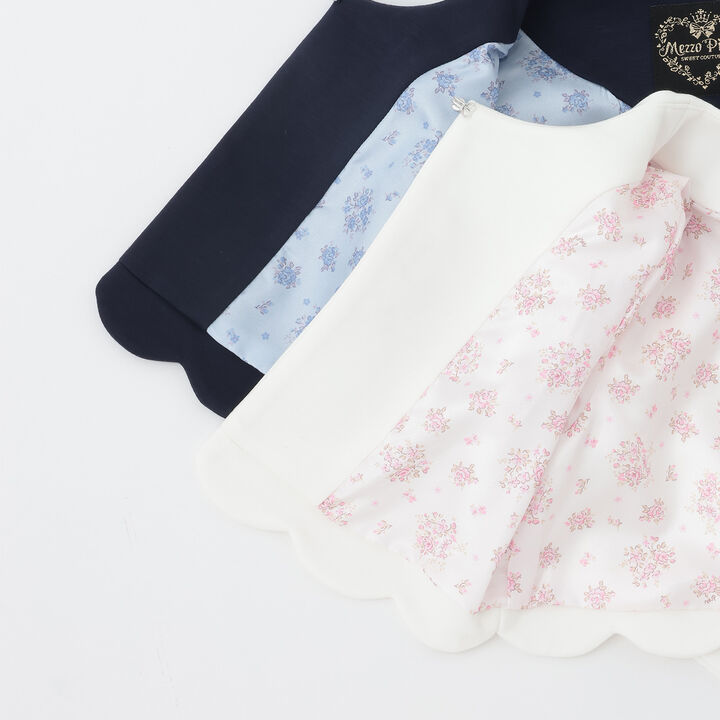 Flower Motif Scalloped Hem Jacket,Navy, medium image number 7