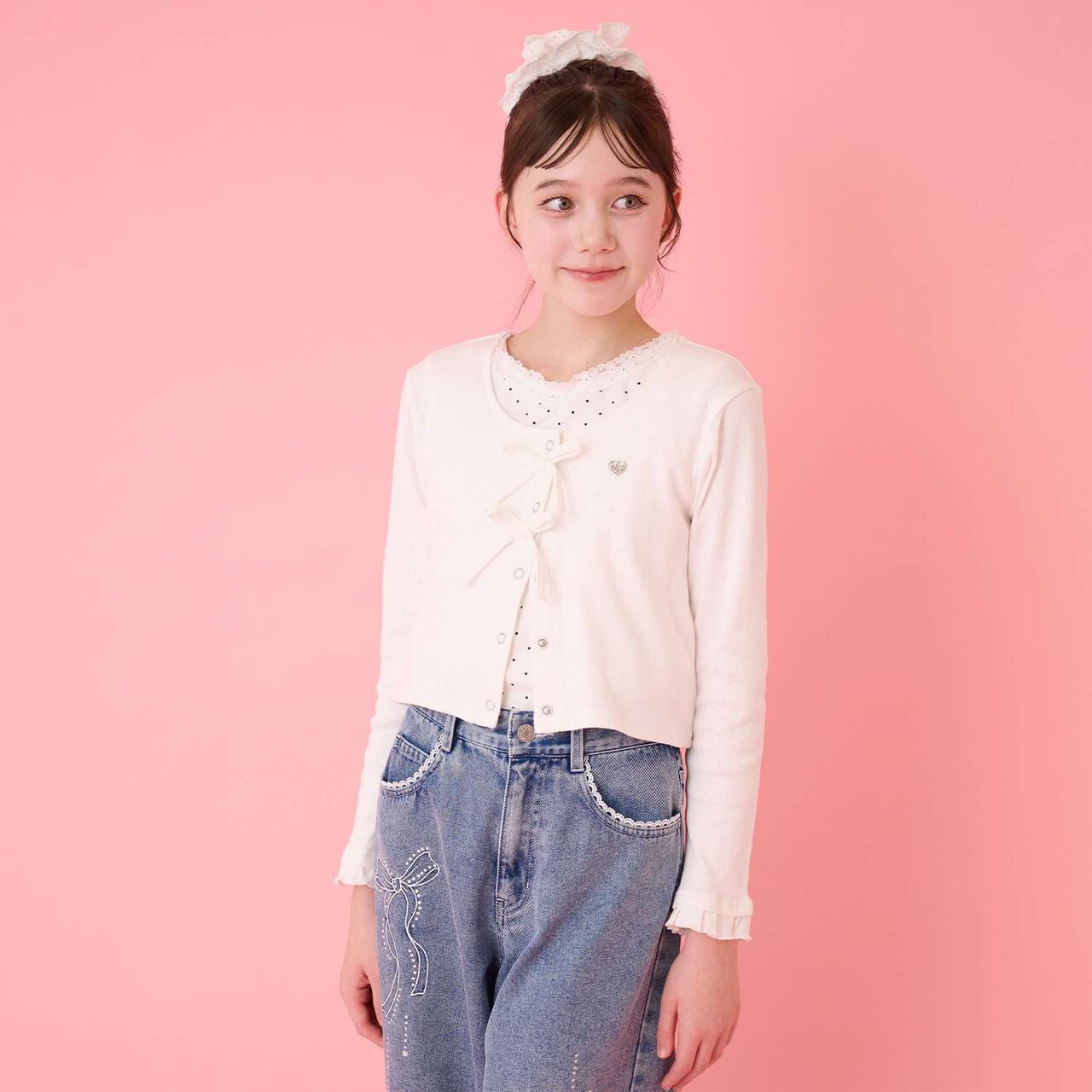 Cut and Sew Cardigan & Tank Top Set,Ivory, large image number 0