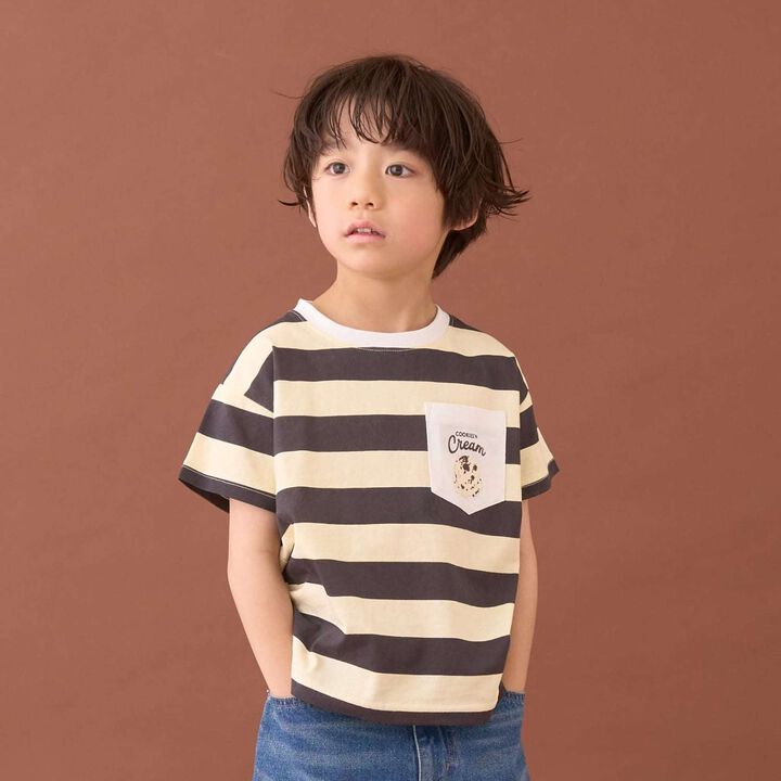[31 Ice Cream] UV Cool Touch Shape-Retaining Sherbet T Assorted Print Striped T-Shirt,Black, medium image number 15