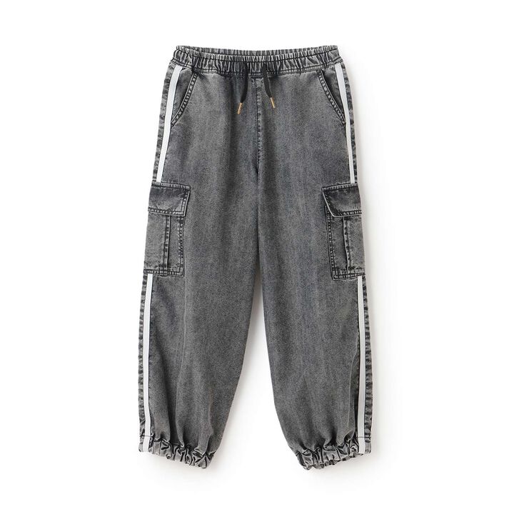 [Elastic Hem] Striped Denim Cargo Pants,Black, medium image number 11