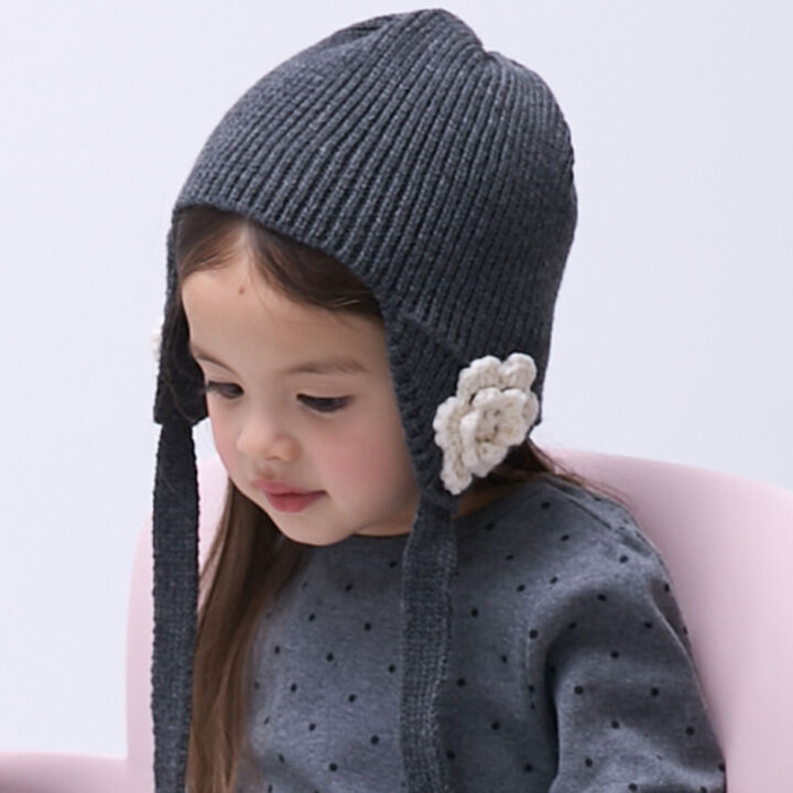 Knit Beanie with Motif Ears,Top gray, medium image number 1