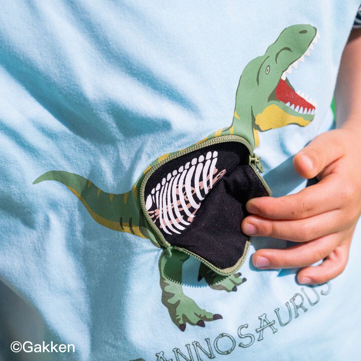 [Gakken] Dinosaur Mechanism Short Sleeve T-Shirt,Sax blue, medium image number 8