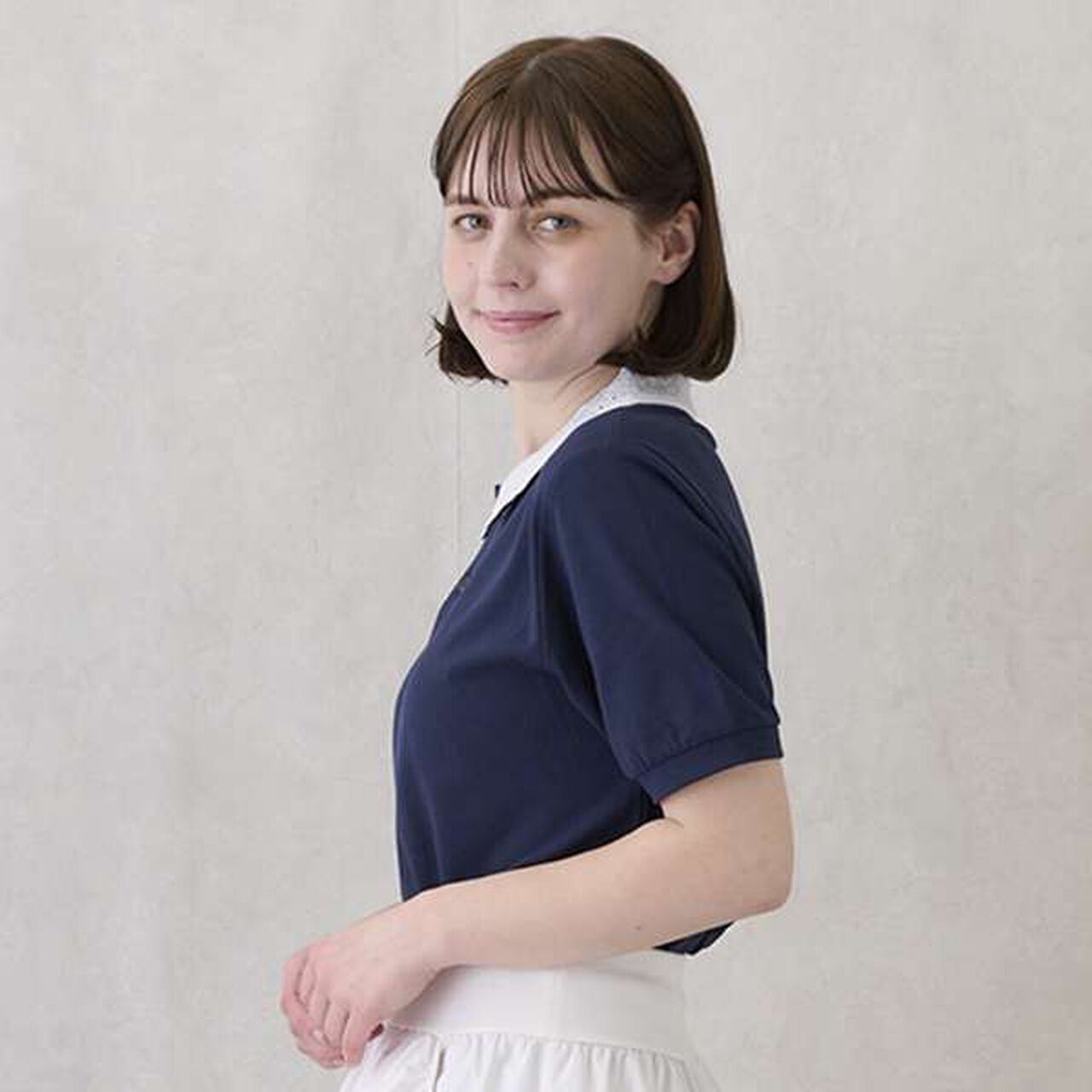 [Link] Peplum Polo Shirt,Off white, large image number 6