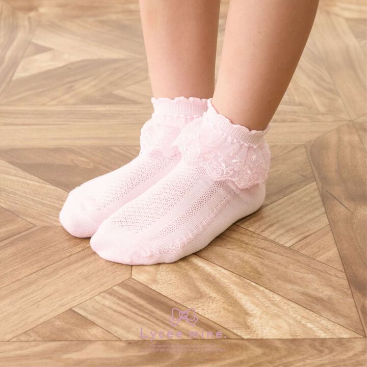 [Lycee Mine Ballet Series] Ruffled Lace Socks,Pink, medium image number 0