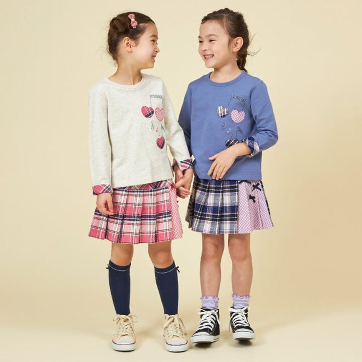 KP Check Pleats Skirt with Shorts (90-160),Pink, medium image number 17