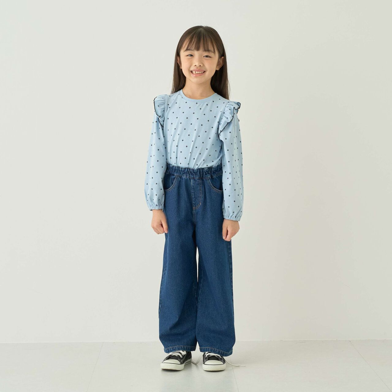 [Recommended for School] Back Ribbon Wide Pants for Girls [Kids' Clothing],Sax blue, large image number 4