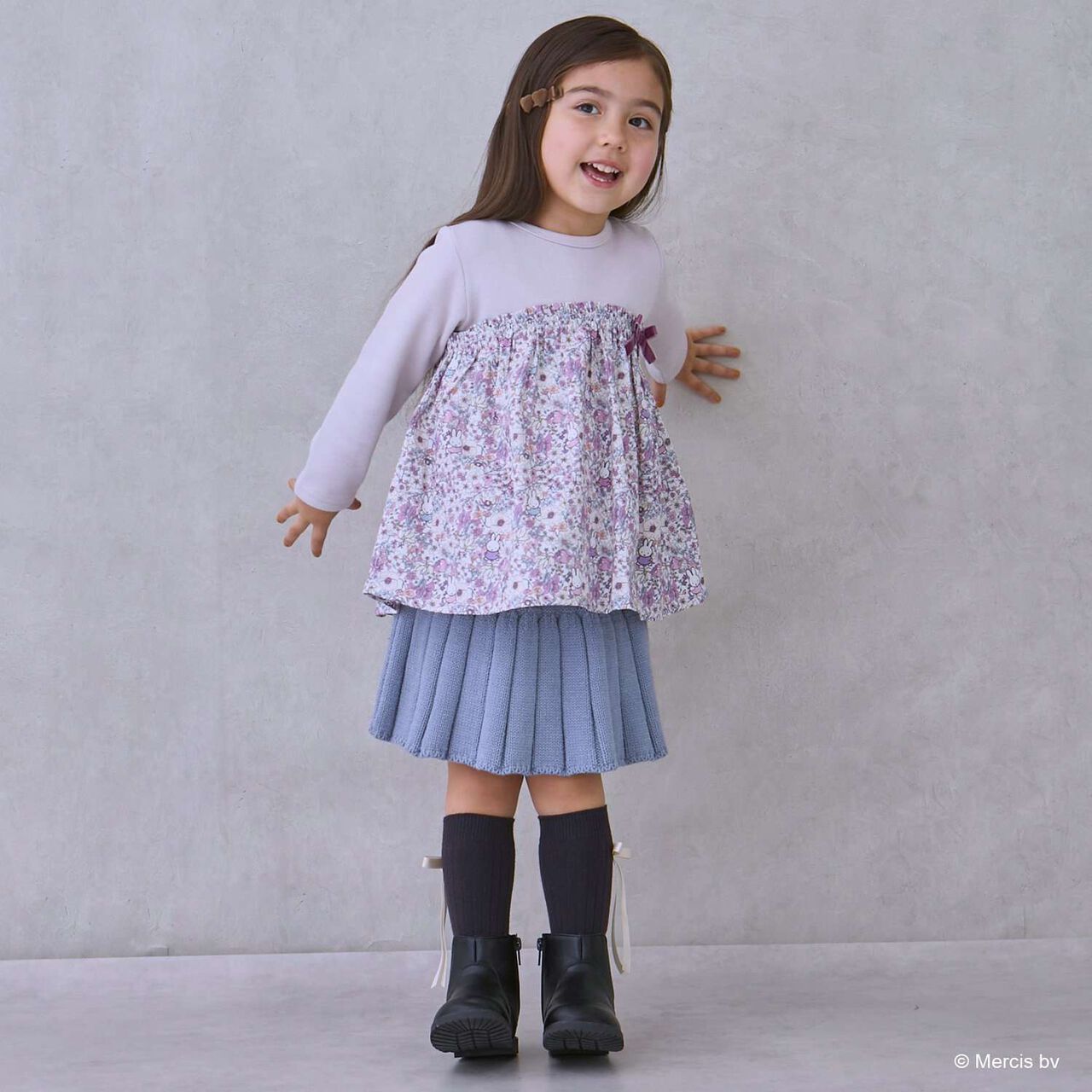 [Miffy] Floral Pattern Docking Tunic,Navy, large image number 3