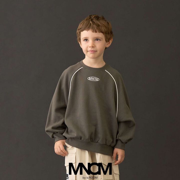 [MNCM] [Goodbye Pills Brushed Fleece] Raglan Piping Big Sweatshirt,Charcoal gray, medium image number 0