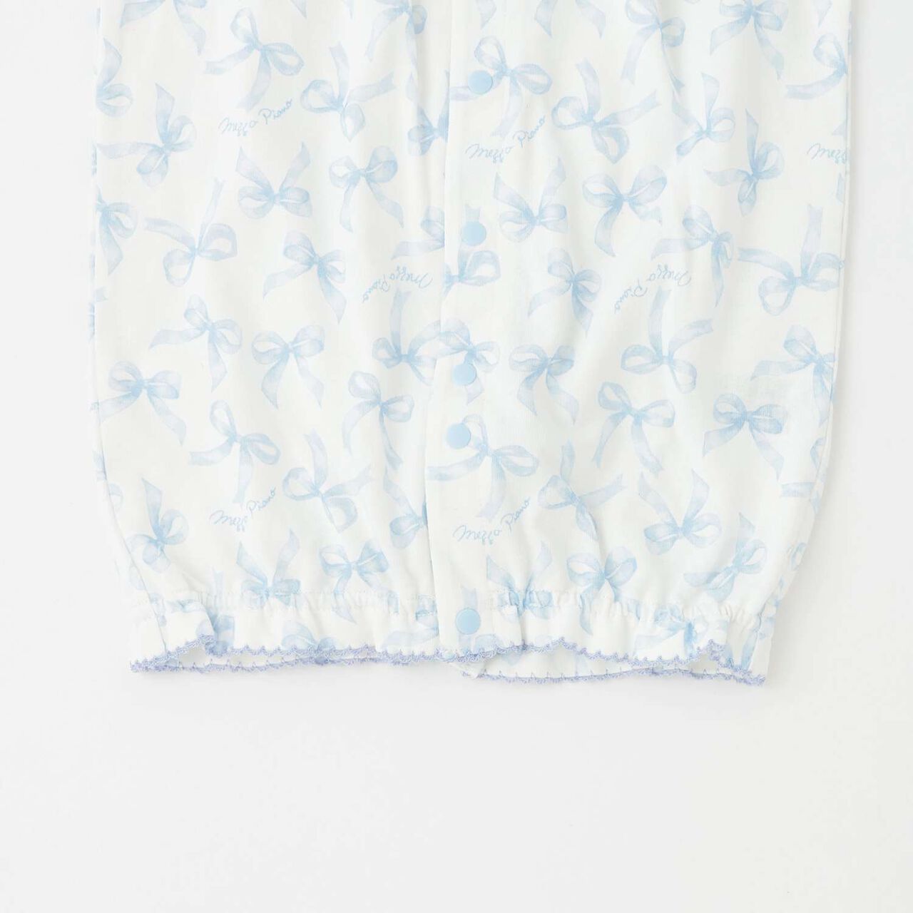 [Box Included] Ribbon Pattern Short-Sleeve 2-Way All-in-One & Bib Set,Sax blue, large image number 5