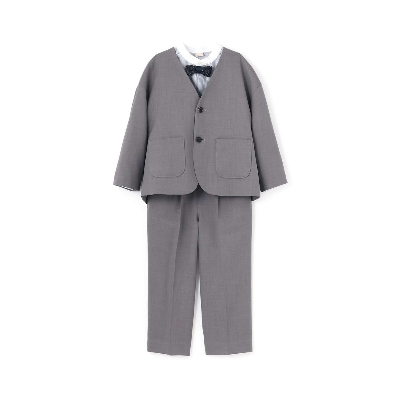 Semi-Formal No-Collar Jacket + Long Pants Set,Greige, large image number 11