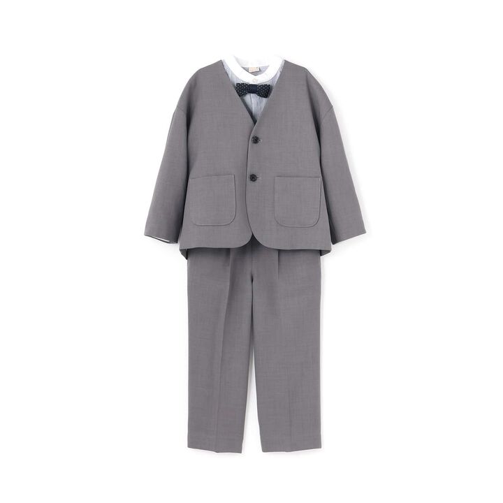 Semi-Formal No-Collar Jacket + Long Pants Set,Greige, medium image number 11