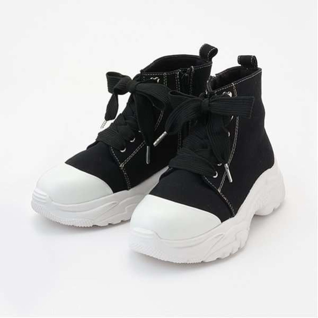 Platform High-Top Sneakers,Black, large image number 0