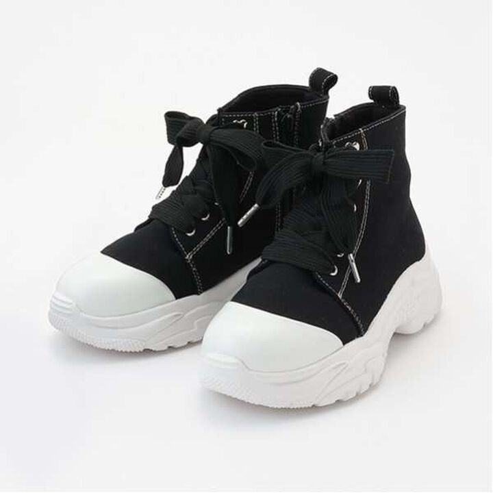 Platform High-Top Sneakers,Black, medium image number 0