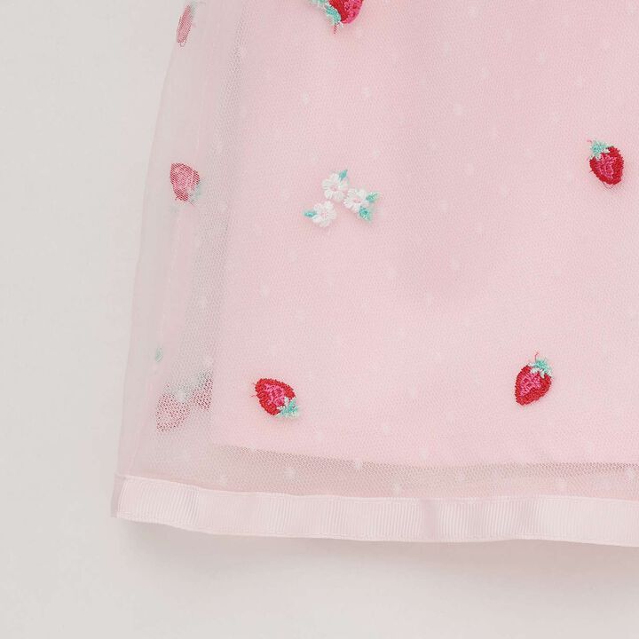 Strawberry Embroidery Tulle Docking Dress,Sax blue, medium image number 5