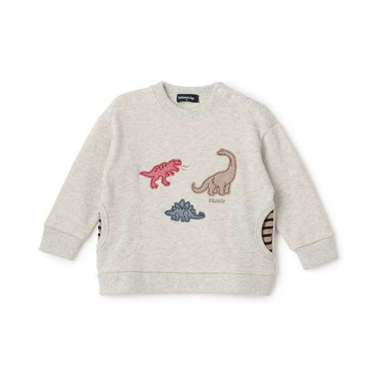 Dinosaur Appliqu&eacute; Side Pocket Sweatshirt,Milky white, large image number 0