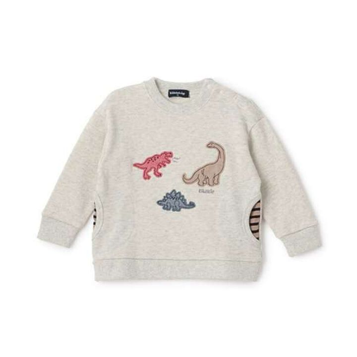 Dinosaur Appliqu&eacute; Side Pocket Sweatshirt,Milky white, medium image number 0