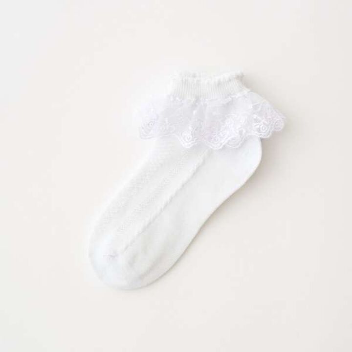 [Lycee Mine Ballet Series] Ruffled Lace Socks,Sax blue, medium image number 3