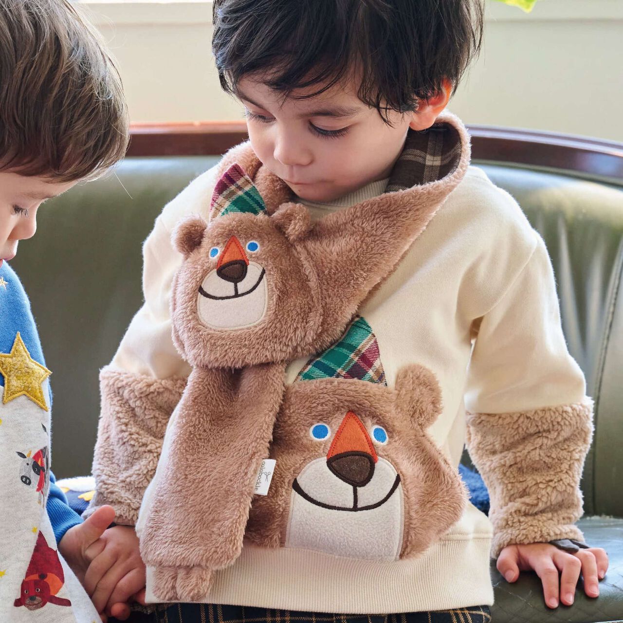 Korobokkuru Animal Scarf,Brown, large image number 0