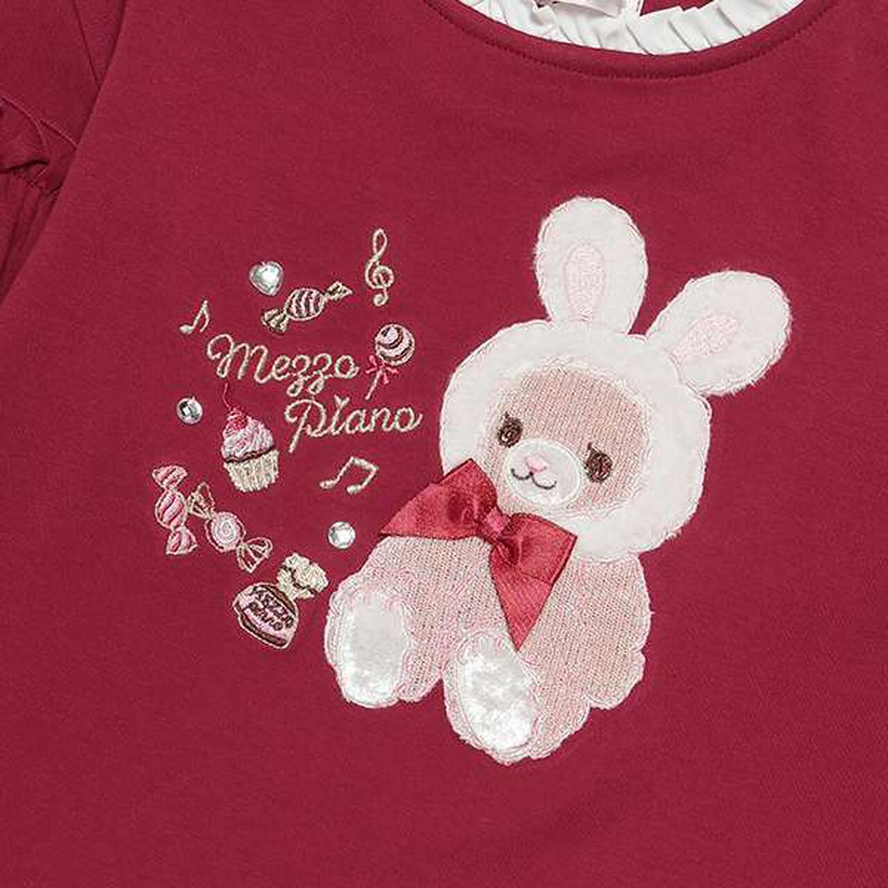 LT Bear Sleeve Contrast Frill,Wine, large image number 4