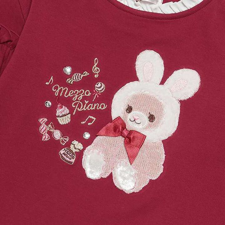 LT Bear Sleeve Contrast Frill,Wine, medium image number 4