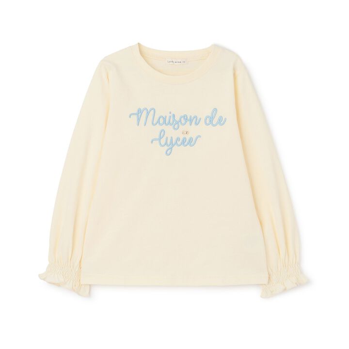 [Quick-Dry UV Non-Crumbling] Muteki T Logo Embroidery Shirred Sleeve Top,Yellow green, medium image number 6