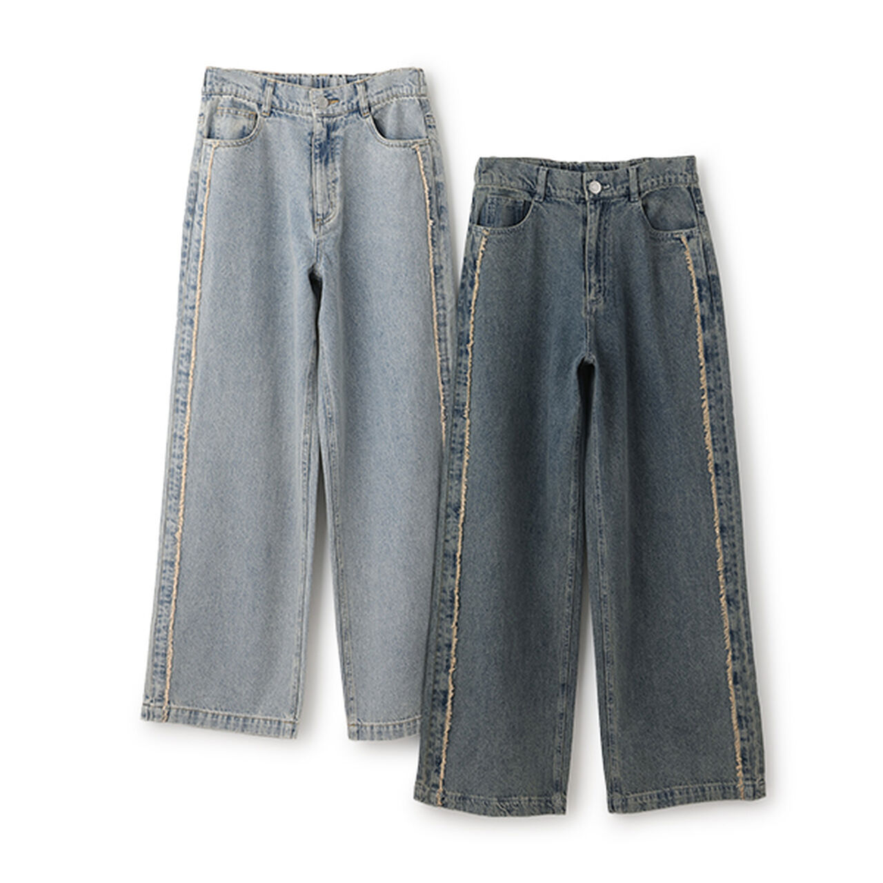 Fringe Denim Pants,Navy, large image number 6