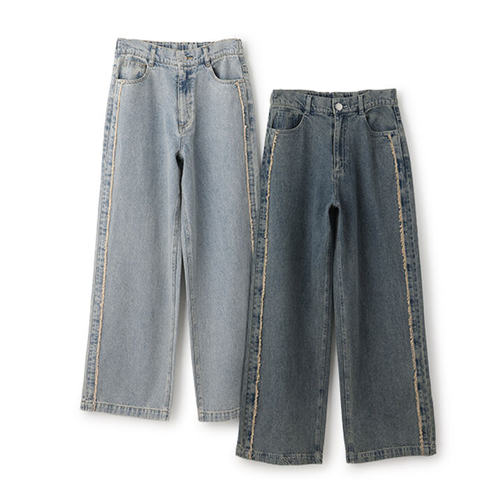 Fringe Denim Pants,Navy, medium image number 6