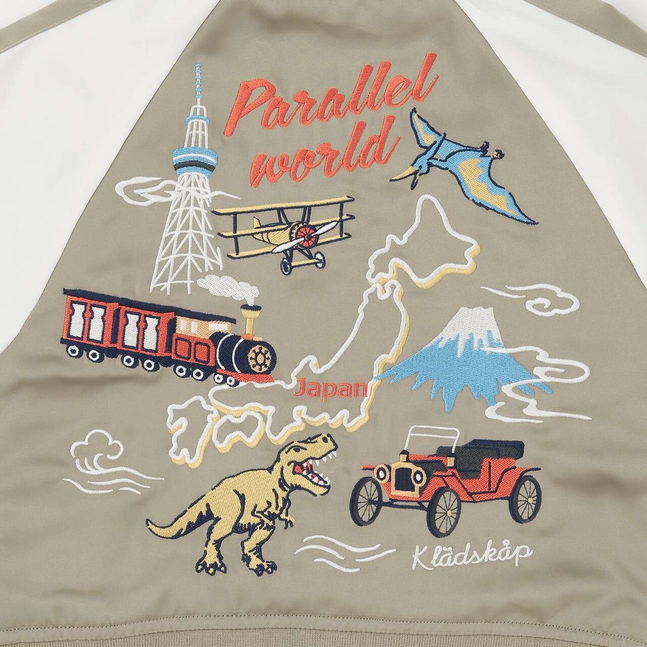 Dinosaur Embroidered Souvenir Jacket (Sukajan),Khaki, large image number 18