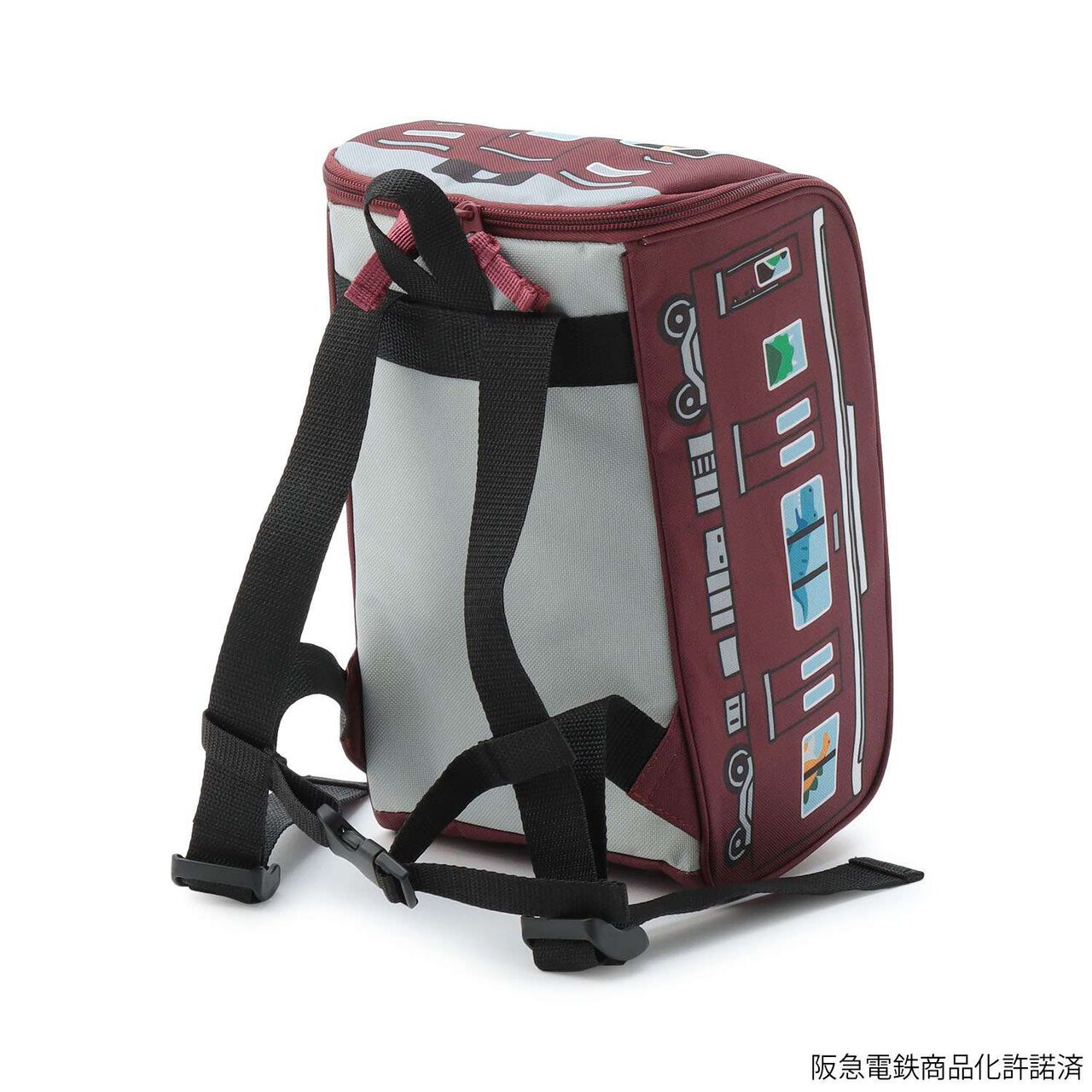 Hankyu Train Backpack,Deep red, large image number 1