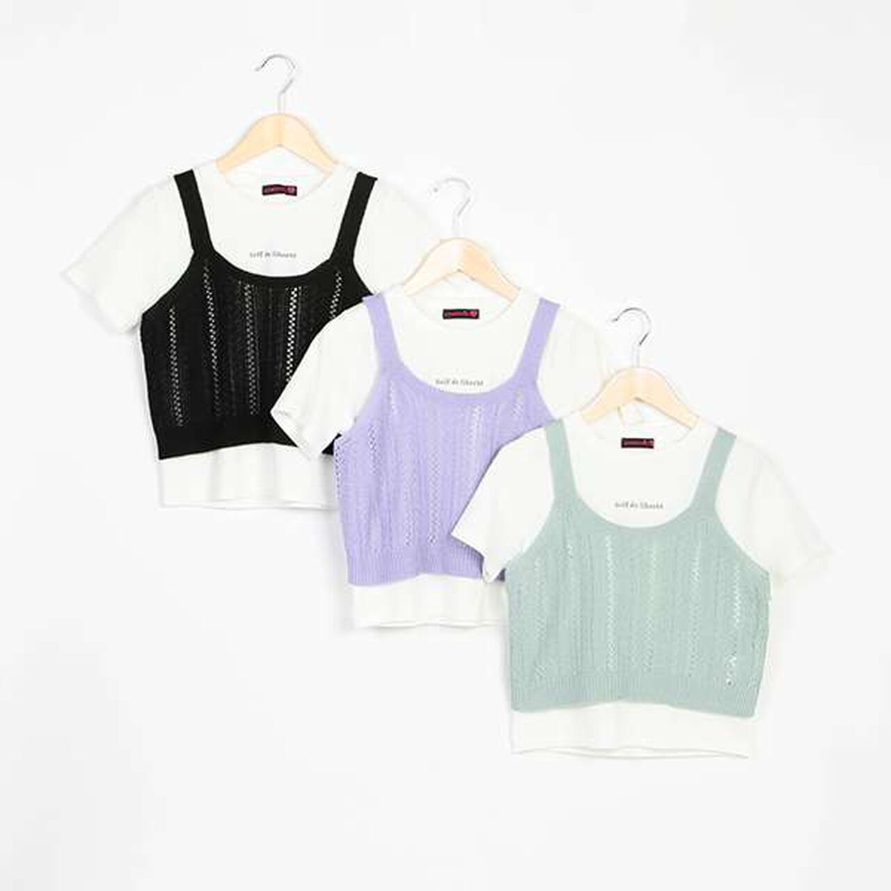 Knit Vest Inner Wear Set,Emerald green, large image number 15