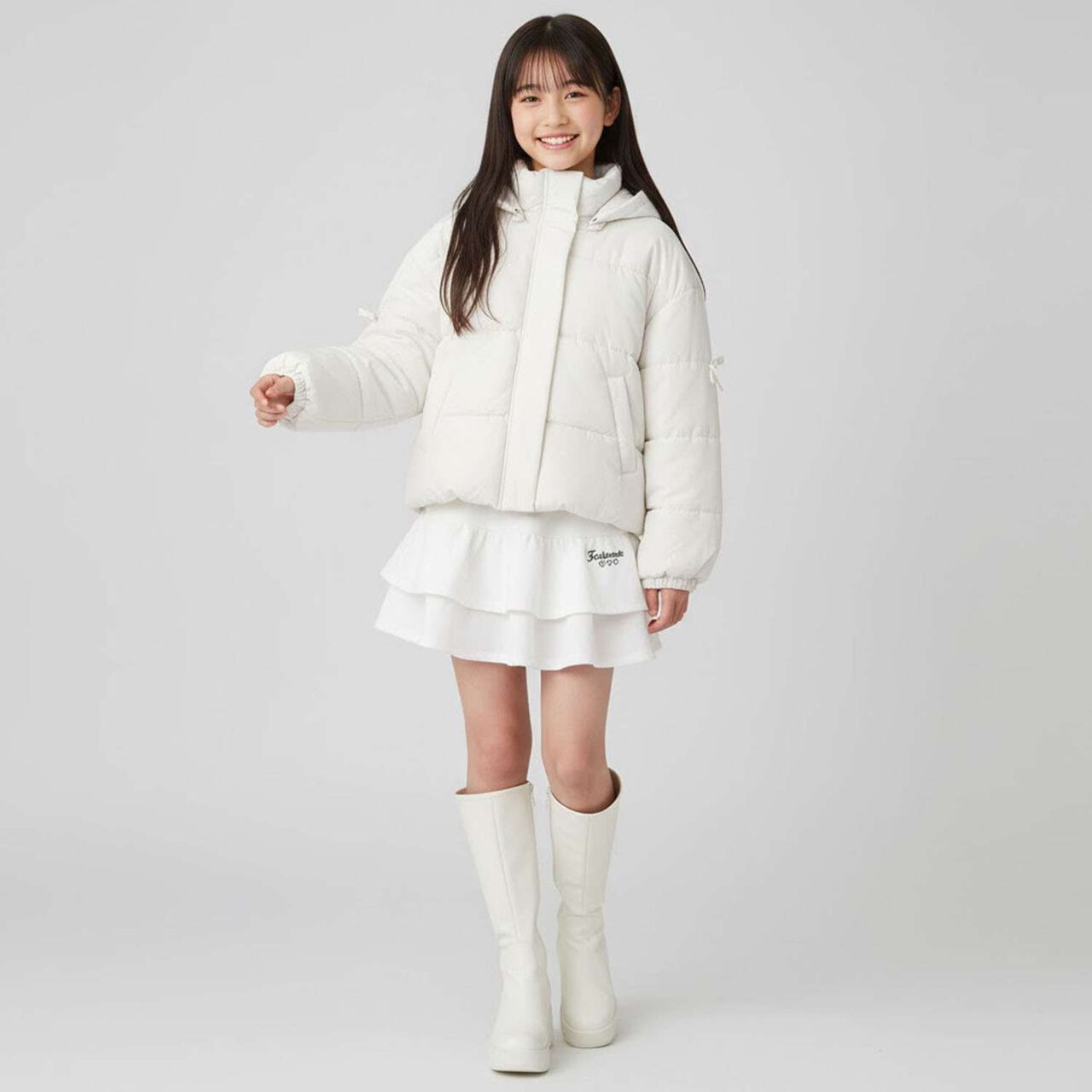 [Milky Coast] Sleeve Ribbon Padded Blouson,Black, large image number 14