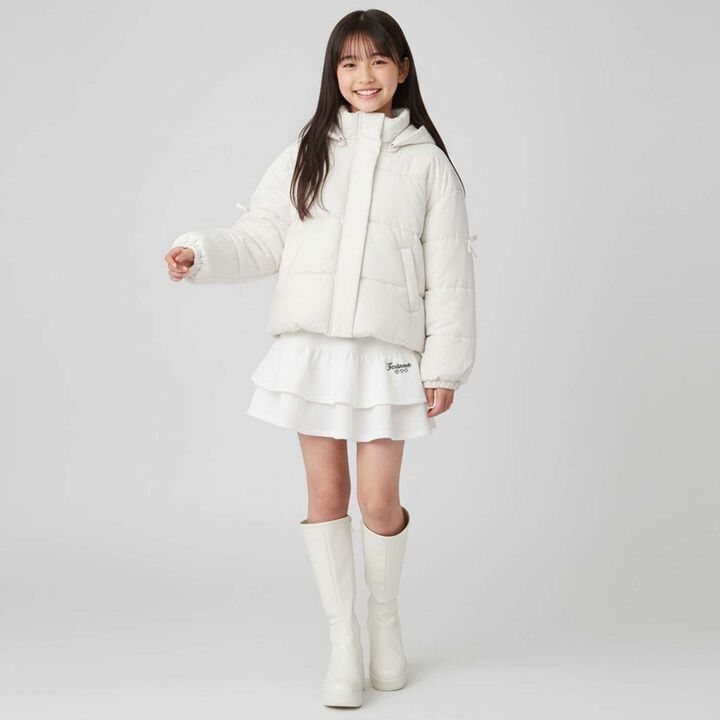 [Milky Coast] Sleeve Ribbon Padded Blouson,Black, medium image number 14